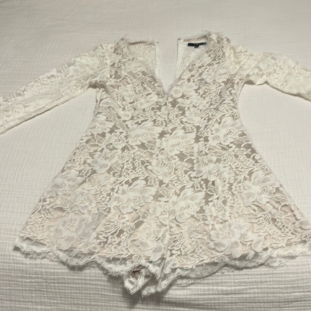 Lulus white lace lined romper